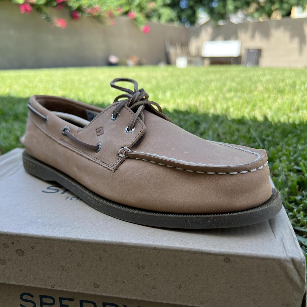 Sperry Top-Sider Shoes Boys Size 6.5 Beige A/O Sahara Leather Boat Deck Casual